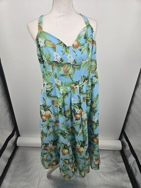 BB Dakota by Steve Madden Blue Orange Print Midi Sundress XL NWT (6722)